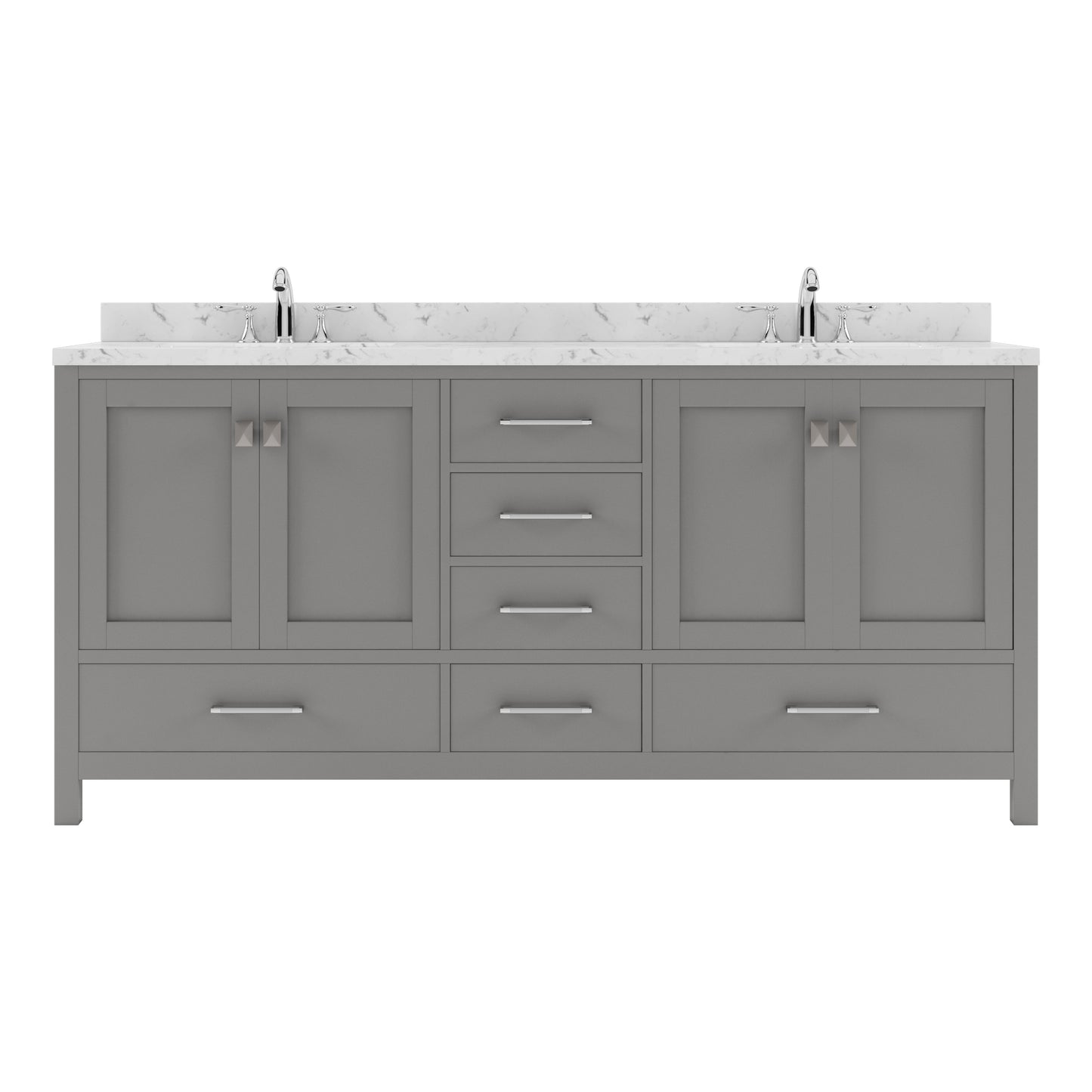 Caroline Avenue 72" Double Bath Vanity in Gray with Cultured Marble Quartz Top and Square Sinks