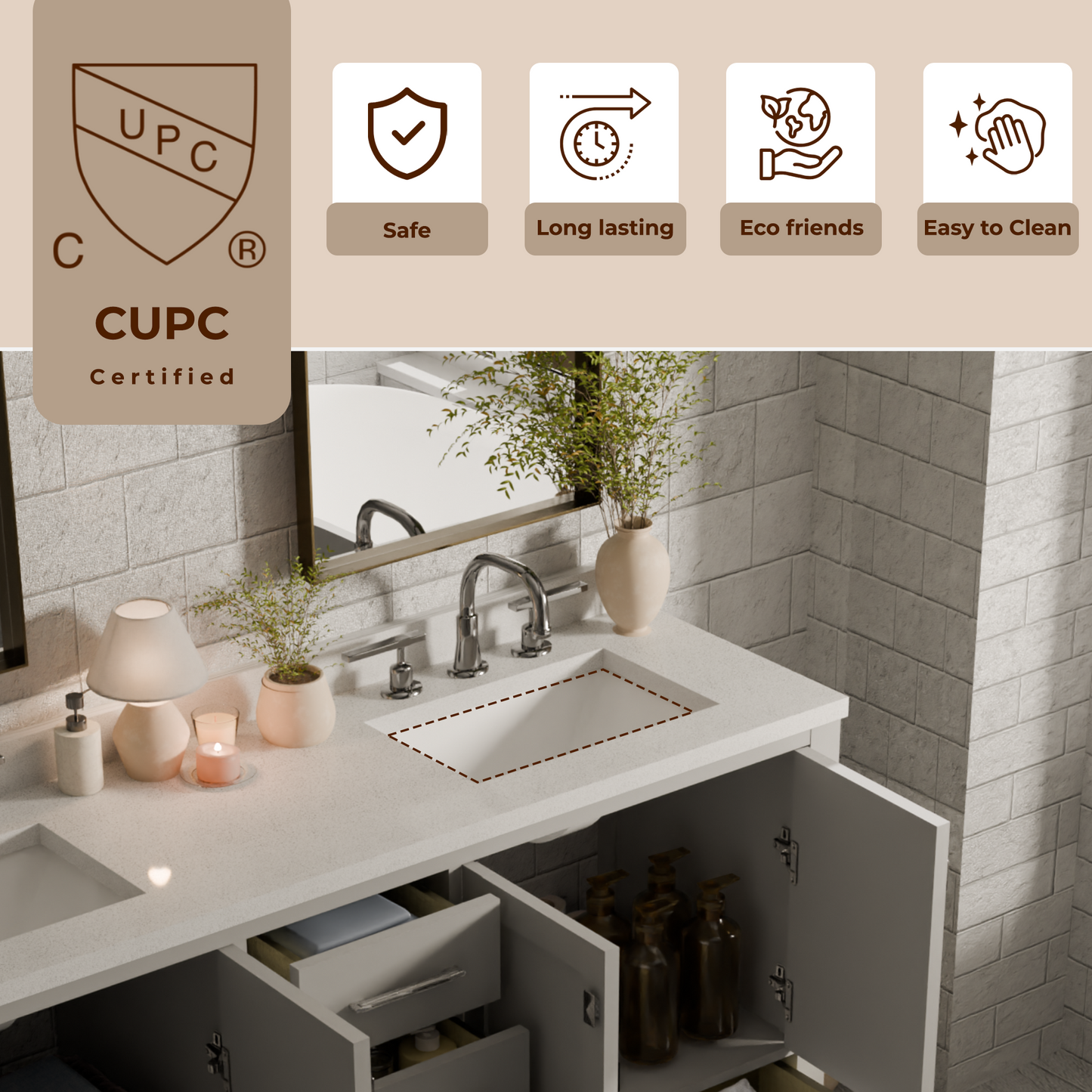 Caroline Avenue 72" Double Bath Vanity in Gray with White Quartz Top and Square Sinks