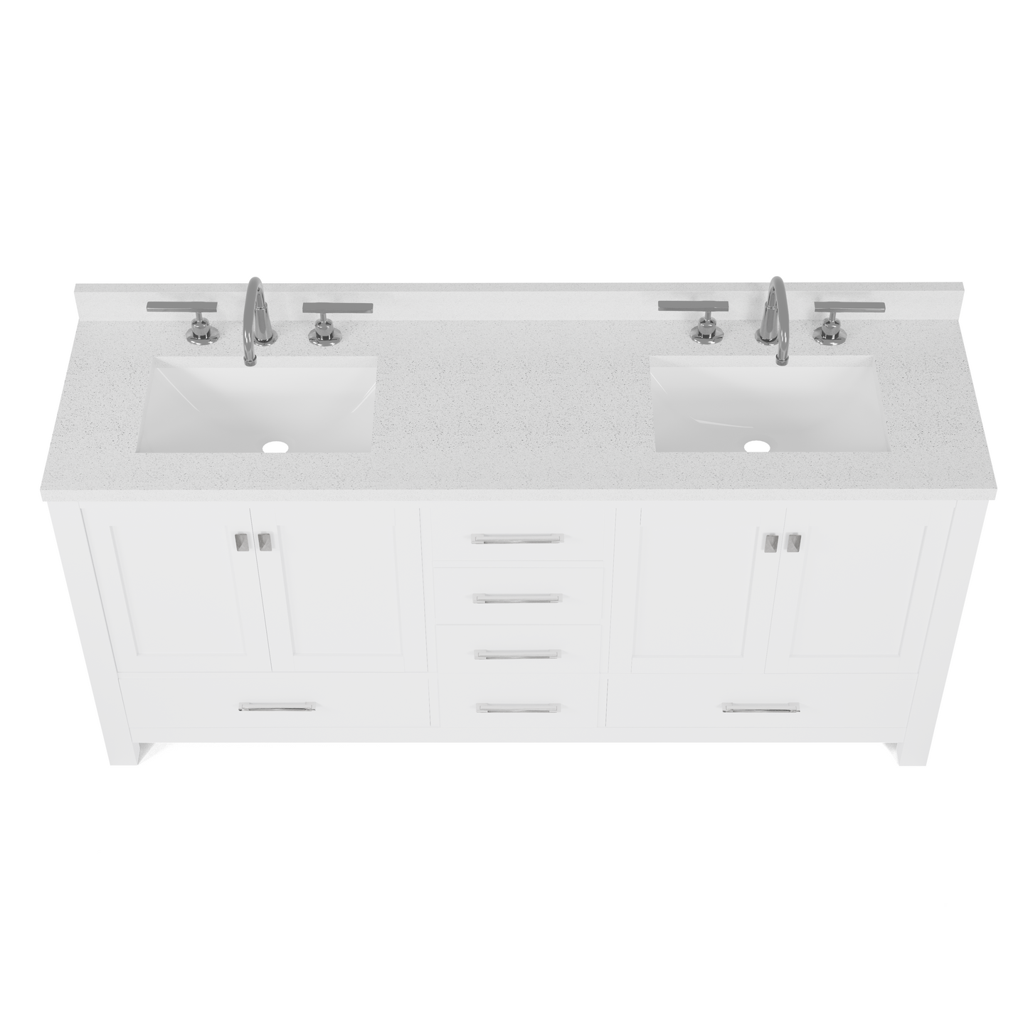 Caroline Avenue 72" Double Bath Vanity in White with White Quartz Top and Square Sinks