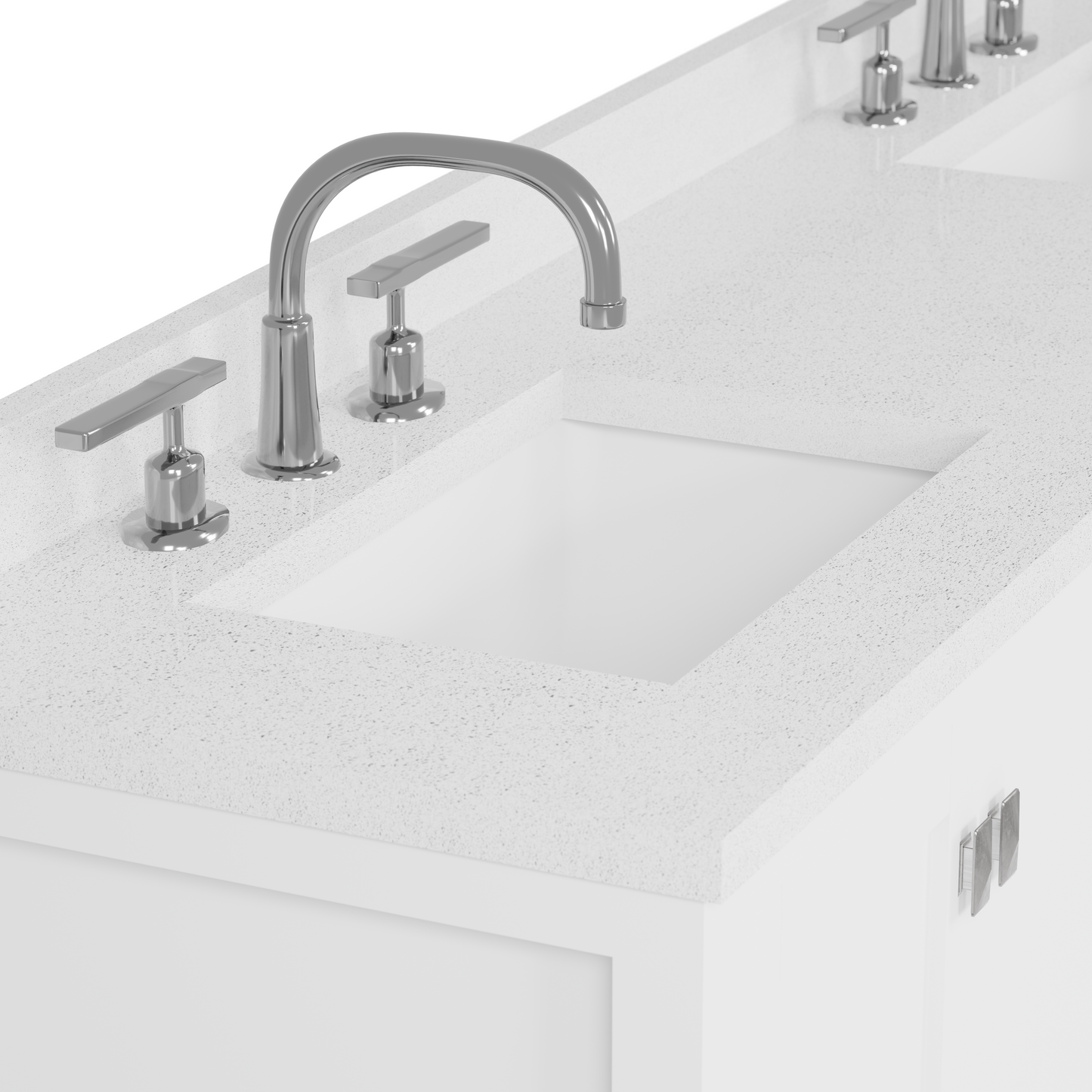 Caroline Avenue 72" Double Bath Vanity in White with White Quartz Top and Square Sinks