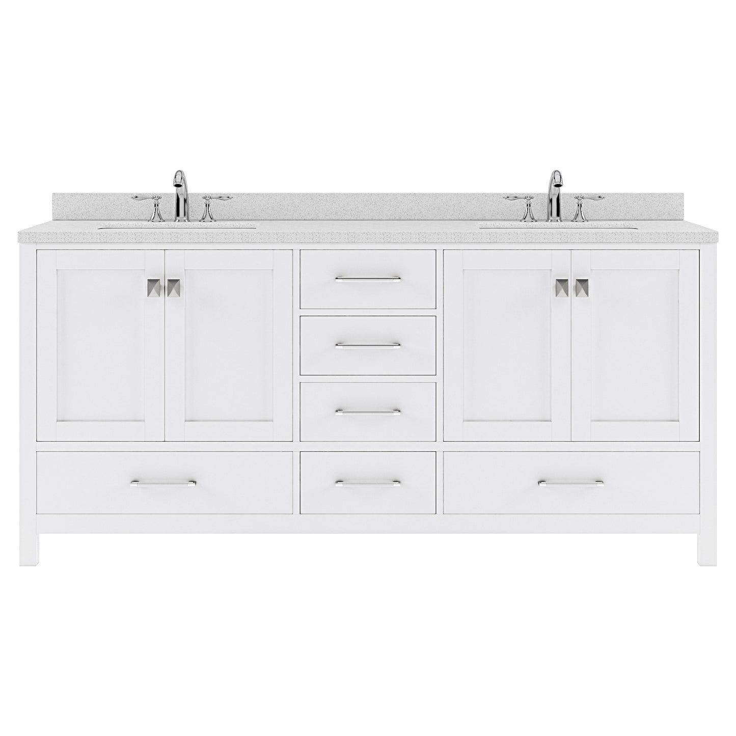 Caroline Avenue 72" Double Bath Vanity in White with White Quartz Top and Square Sinks
