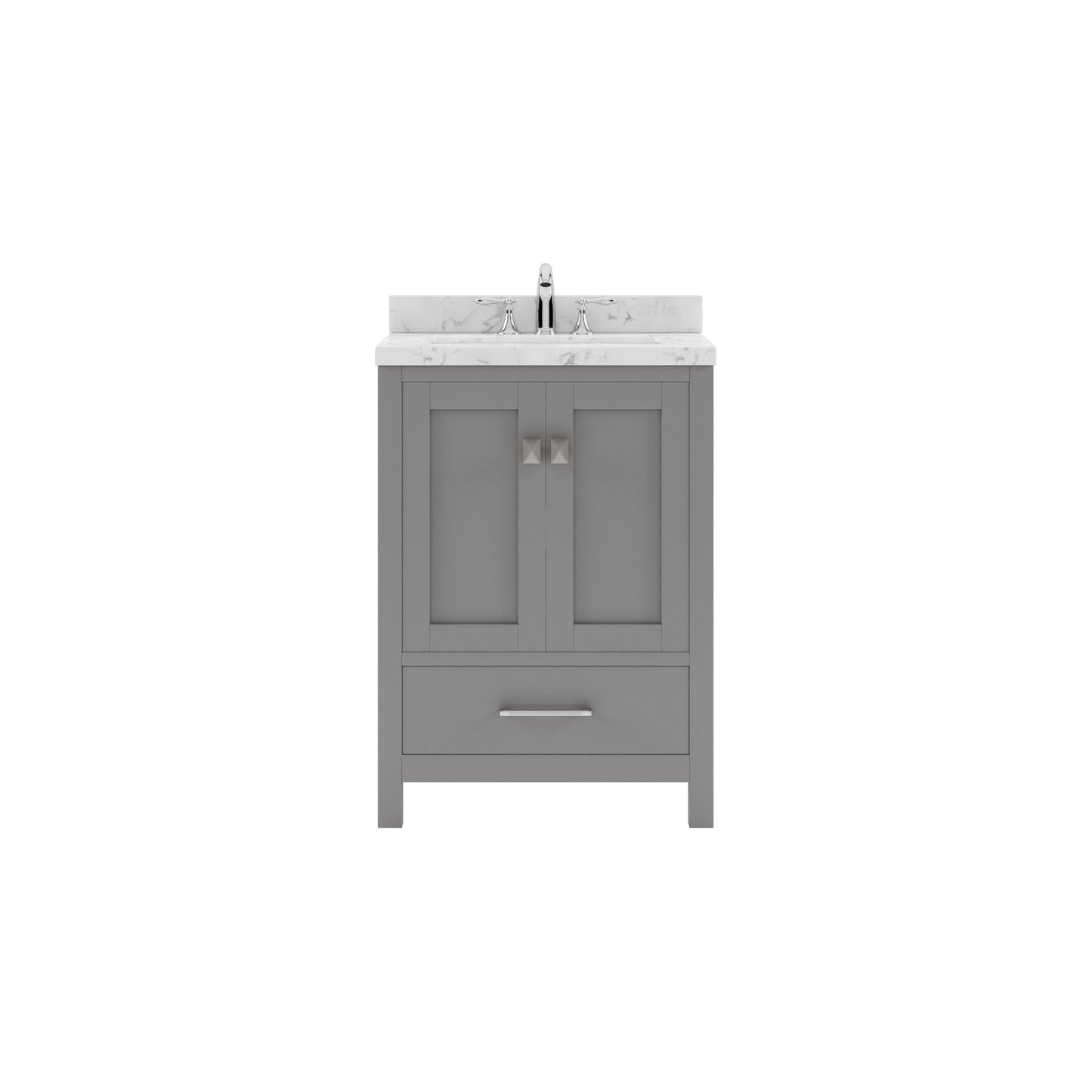 Caroline Avenue 24" Single Bath Vanity in Gray with Cultured Marble Quartz Top and Round Sink