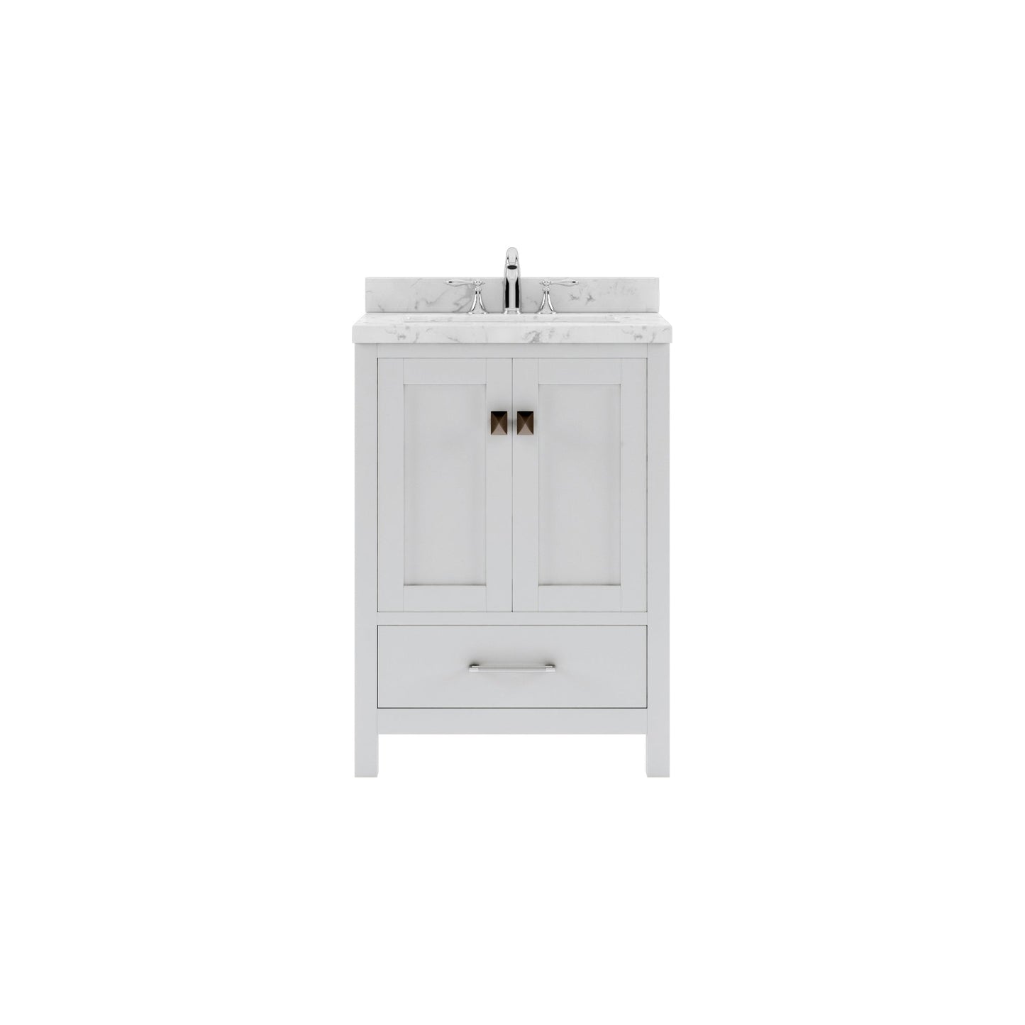 Caroline Avenue 24" Single Bath Vanity in White with Cultured Marble Quartz Top and Round Sink