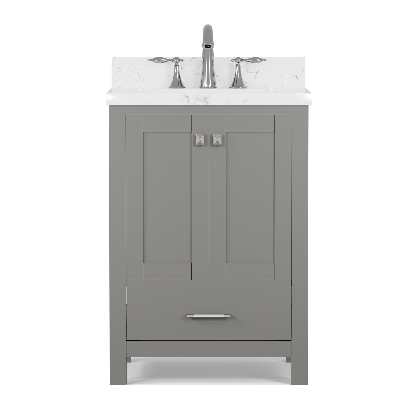 Caroline Avenue 24" Single Bath Vanity in Gray with Cultured Marble Quartz Top and Square Sink