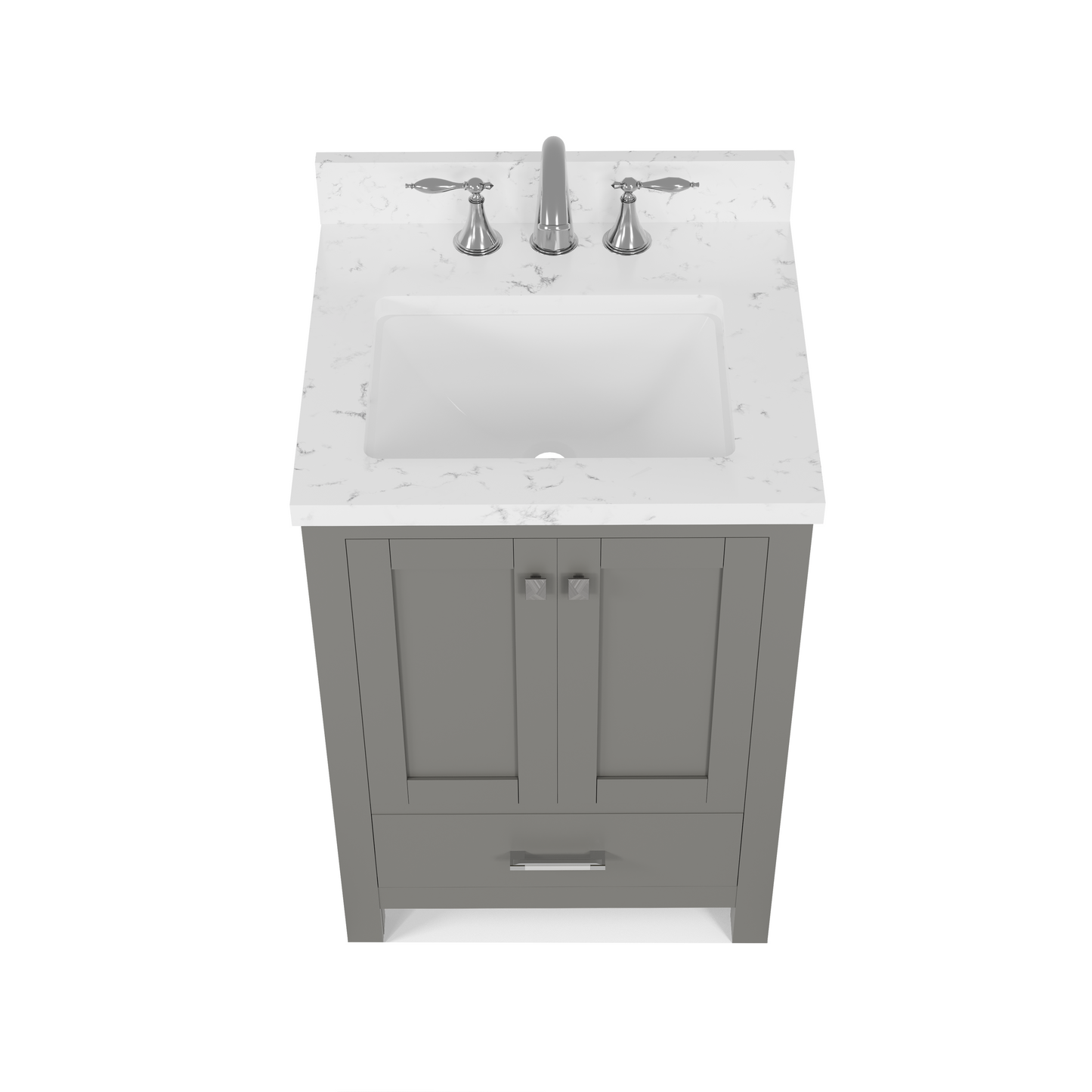 Caroline Avenue 24" Single Bath Vanity in Gray with Cultured Marble Quartz Top and Square Sink
