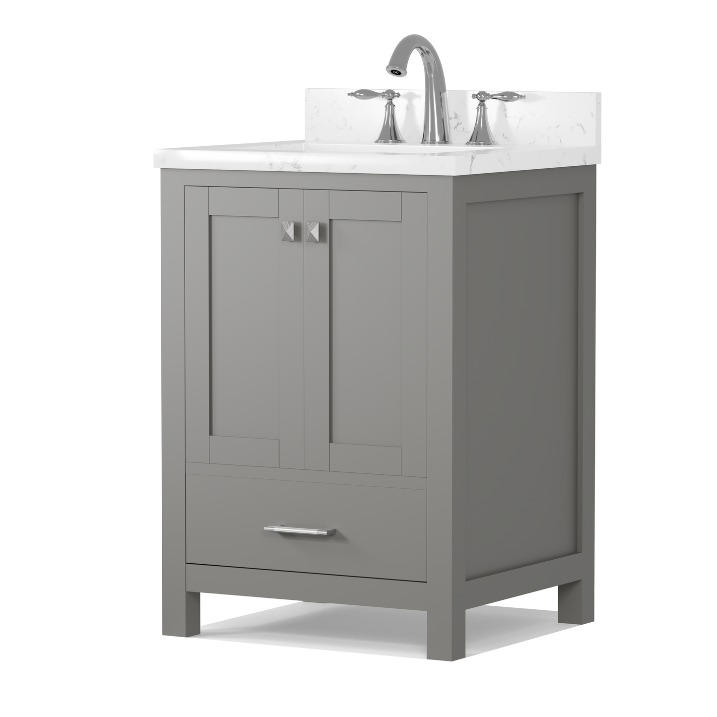 Caroline Avenue 24" Single Bath Vanity in Gray with Cultured Marble Quartz Top and Square Sink
