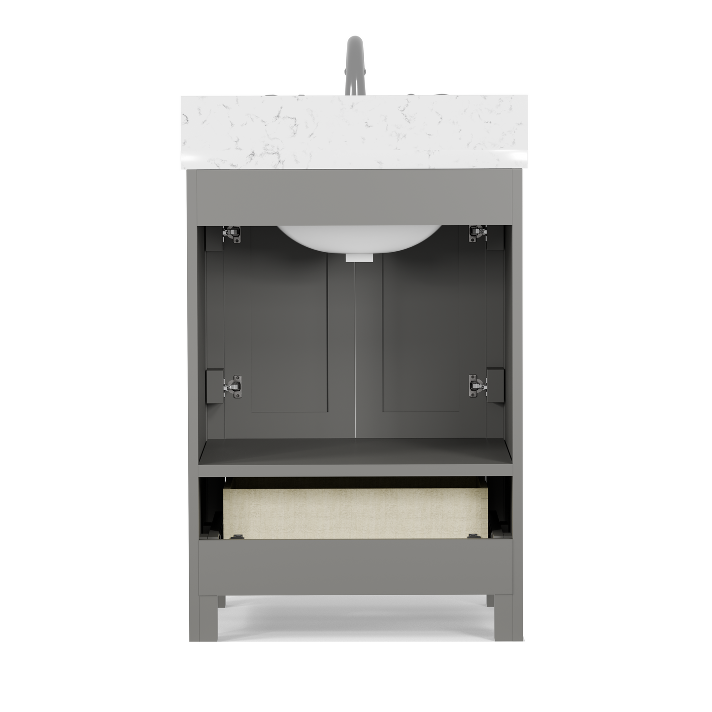 Caroline Avenue 24" Single Bath Vanity in Gray with Cultured Marble Quartz Top and Square Sink