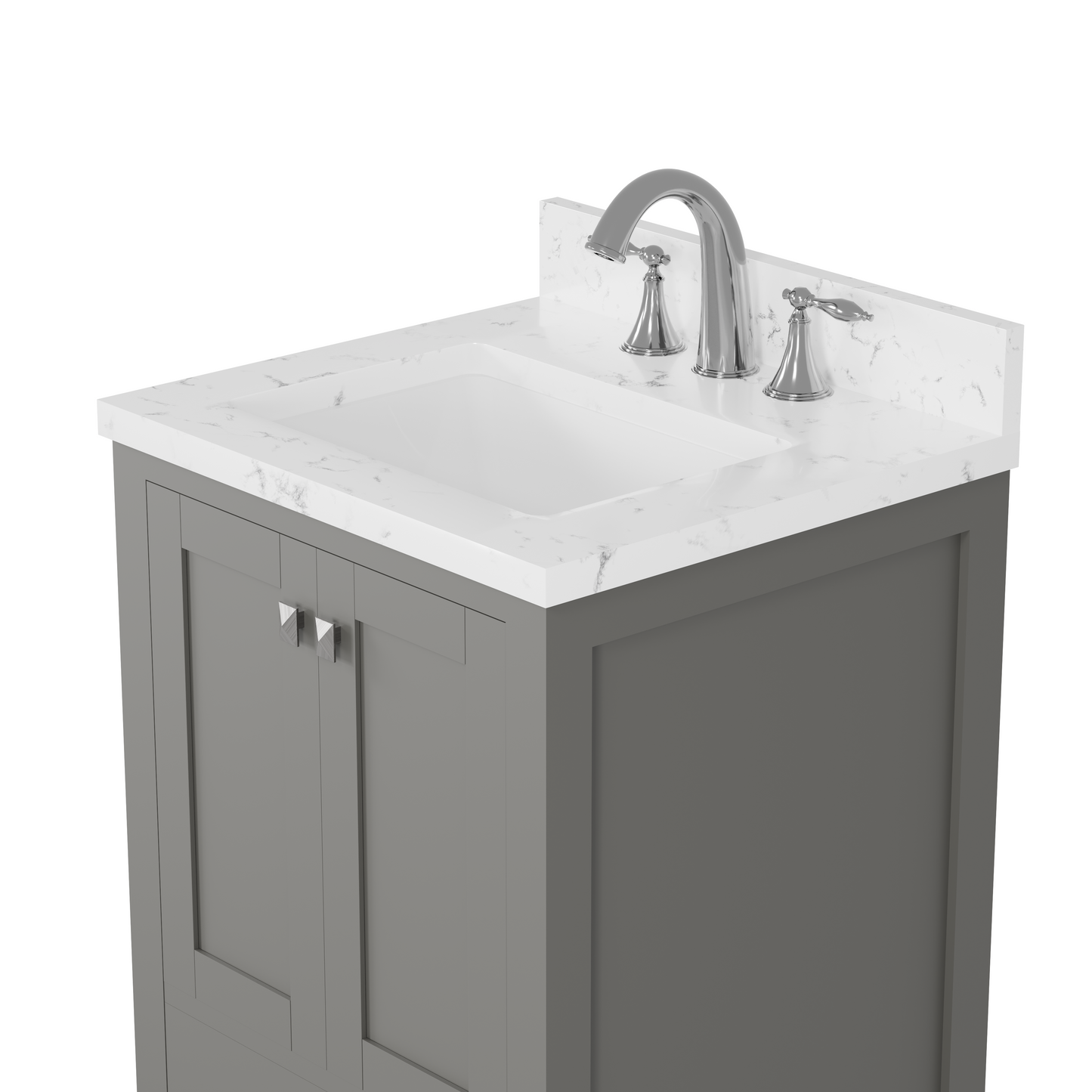 Caroline Avenue 24" Single Bath Vanity in Gray with Cultured Marble Quartz Top and Square Sink