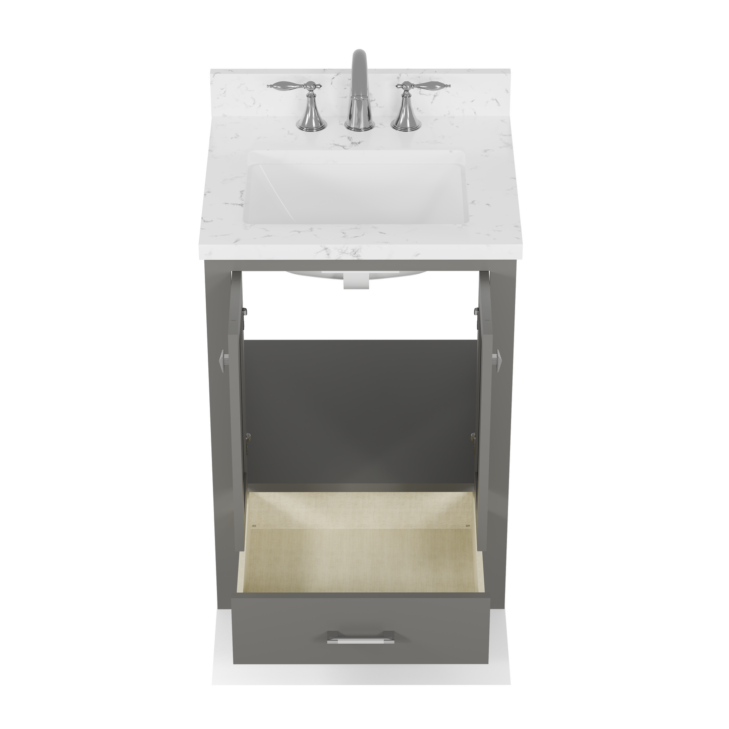Caroline Avenue 24" Single Bath Vanity in Gray with Cultured Marble Quartz Top and Square Sink