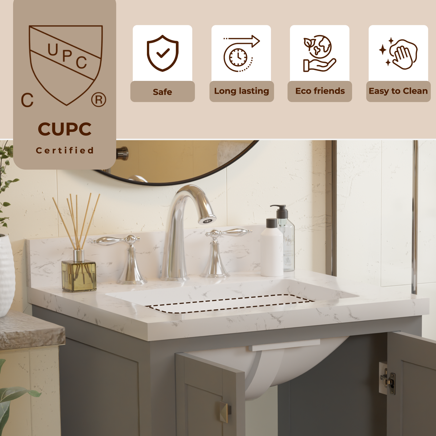 Caroline Avenue 24" Single Bath Vanity in Gray with Cultured Marble Quartz Top and Square Sink