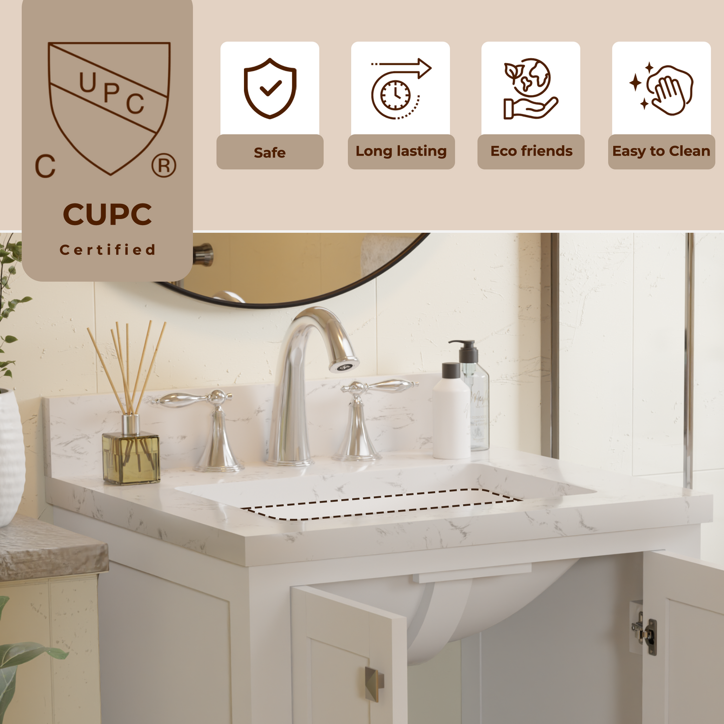 Caroline Avenue 24" Single Bath Vanity in White with Cultured Marble Quartz Top and Square Sink