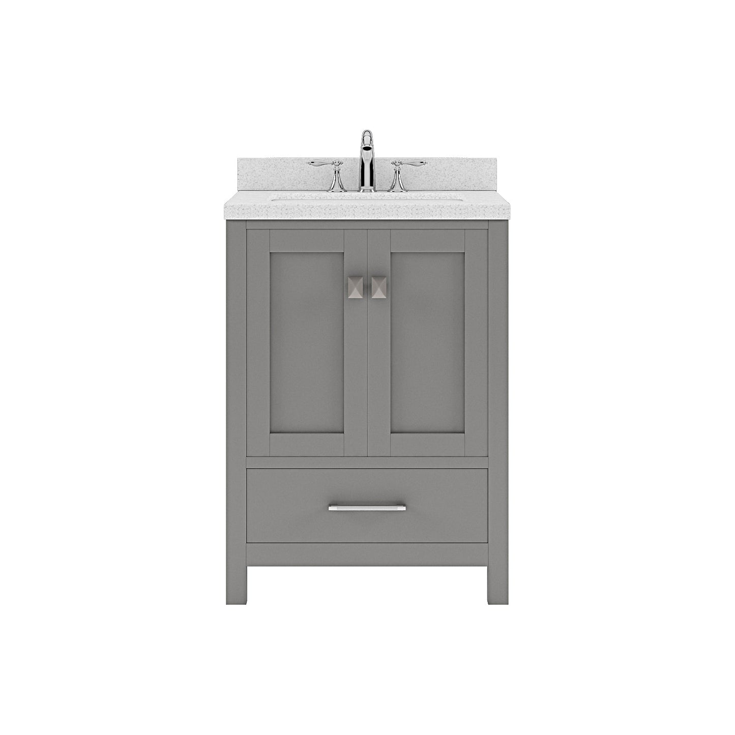 Caroline Avenue 24" Single Bath Vanity in Gray with White Quartz Top and Round Sink