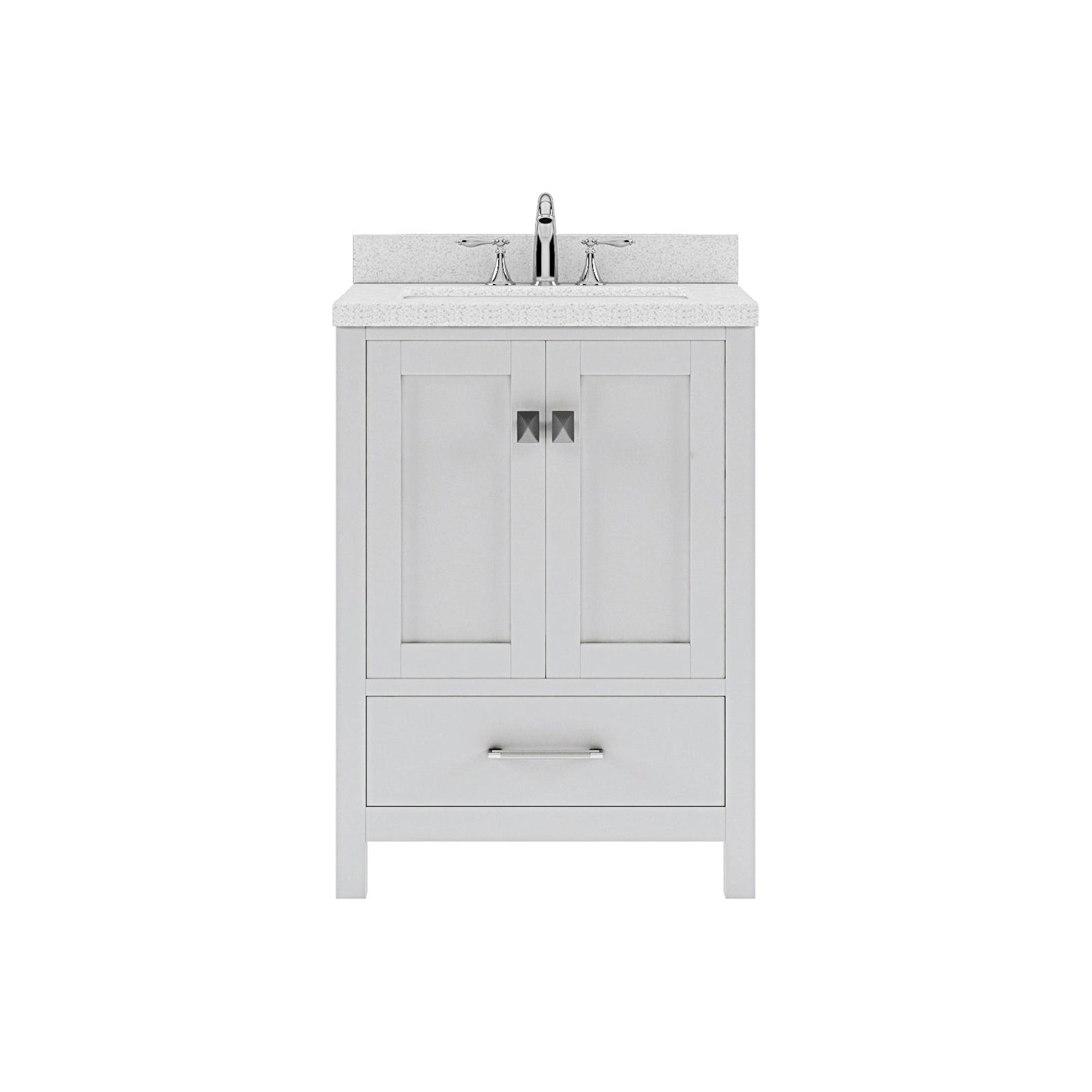 Caroline Avenue 24" Single Bath Vanity in White with White Quartz Top and Round Sink