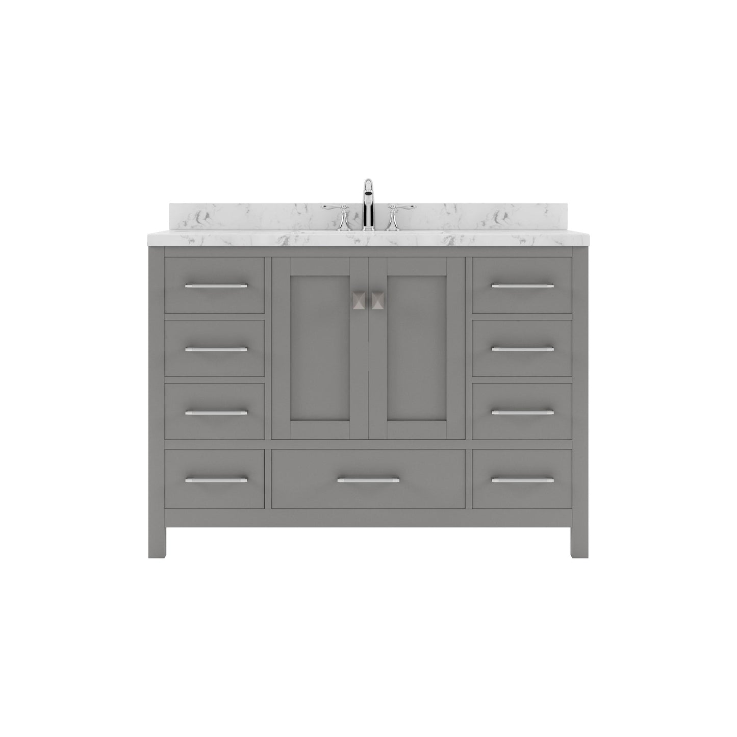 Caroline Avenue 48" Single Bath Vanity in Gray with Cultured Marble Quartz Top and Round Sink