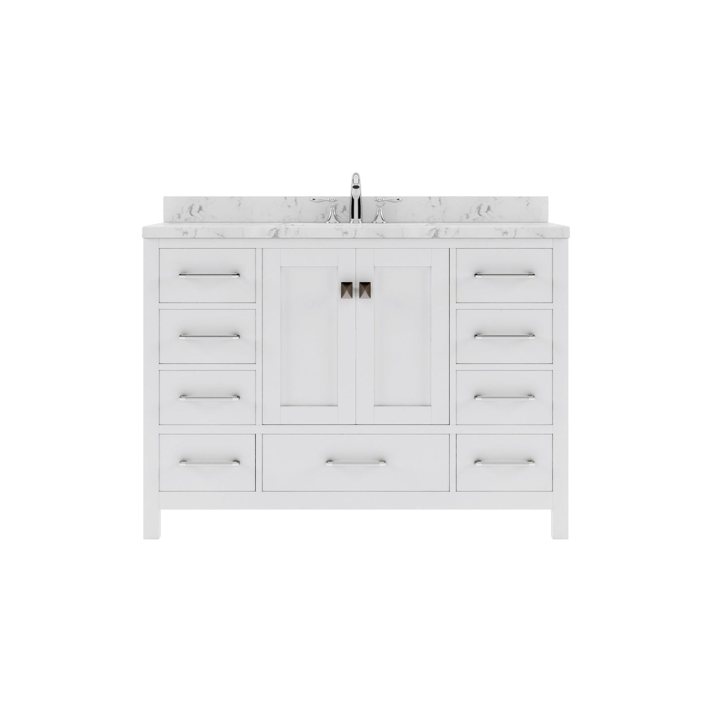 Caroline Avenue 48" Single Bath Vanity in White with Cultured Marble Quartz Top and Round Sink