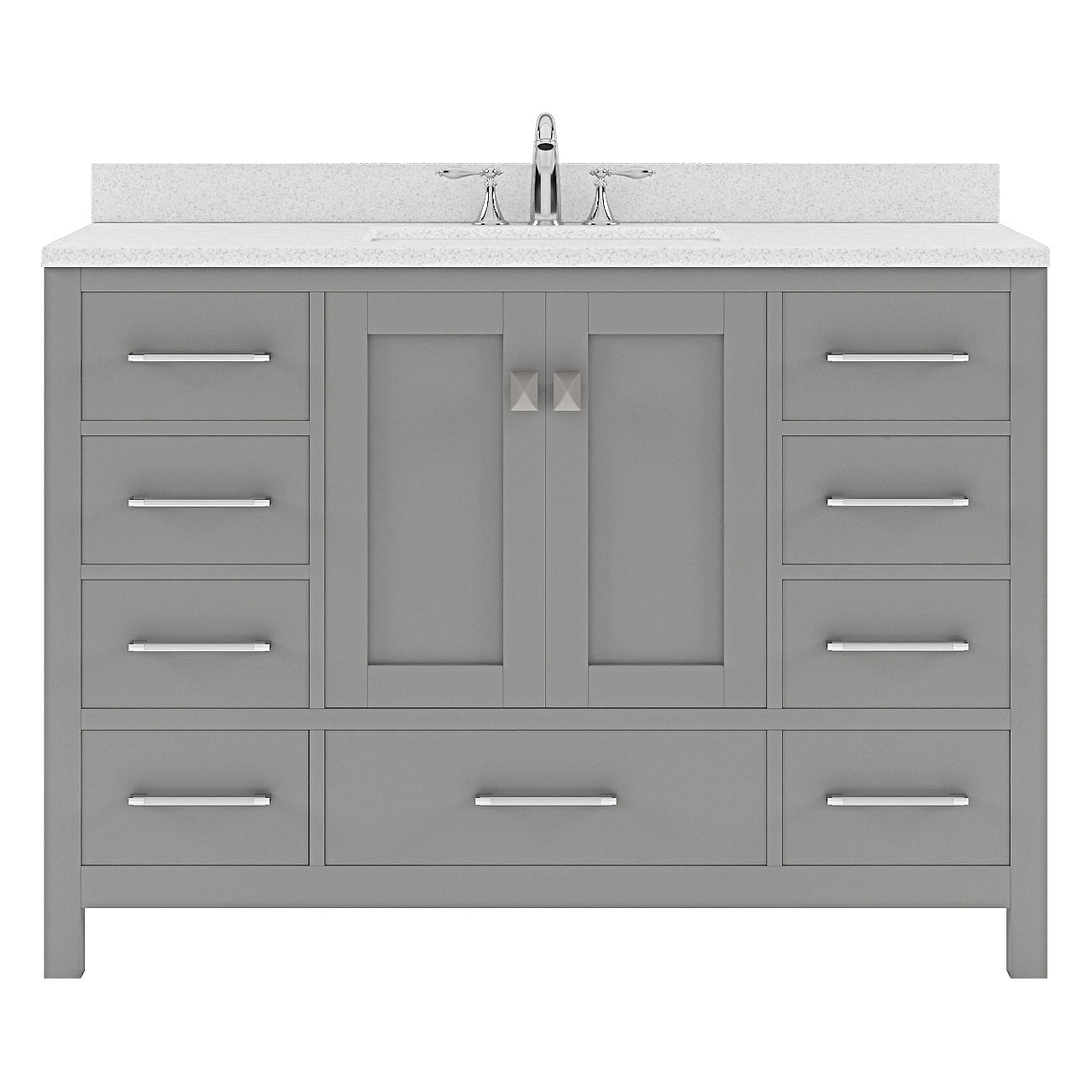 Caroline Avenue 48" Single Bath Vanity in Gray with White Quartz Top and Round Sink