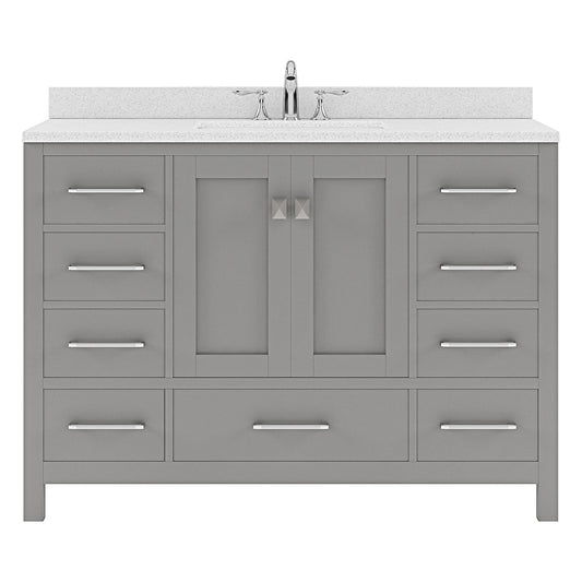 Caroline Avenue 48" Single Bath Vanity in Gray with White Quartz Top and Round Sink