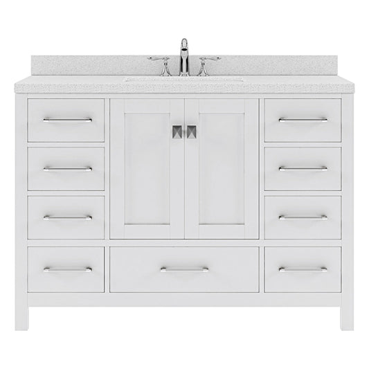 Caroline Avenue 48" Single Bath Vanity in White with White Quartz Top and Round Sink