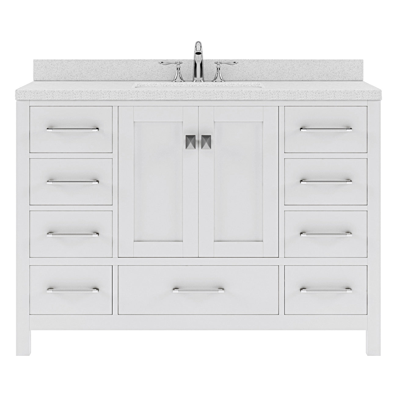 Caroline Avenue 48" Single Bath Vanity in White with White Quartz Top and Square Sink