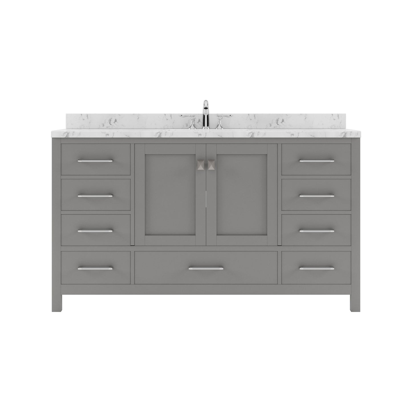 Caroline Avenue 60" Single Bath Vanity in Gray with Cultured Marble Quartz Top and Square Sink