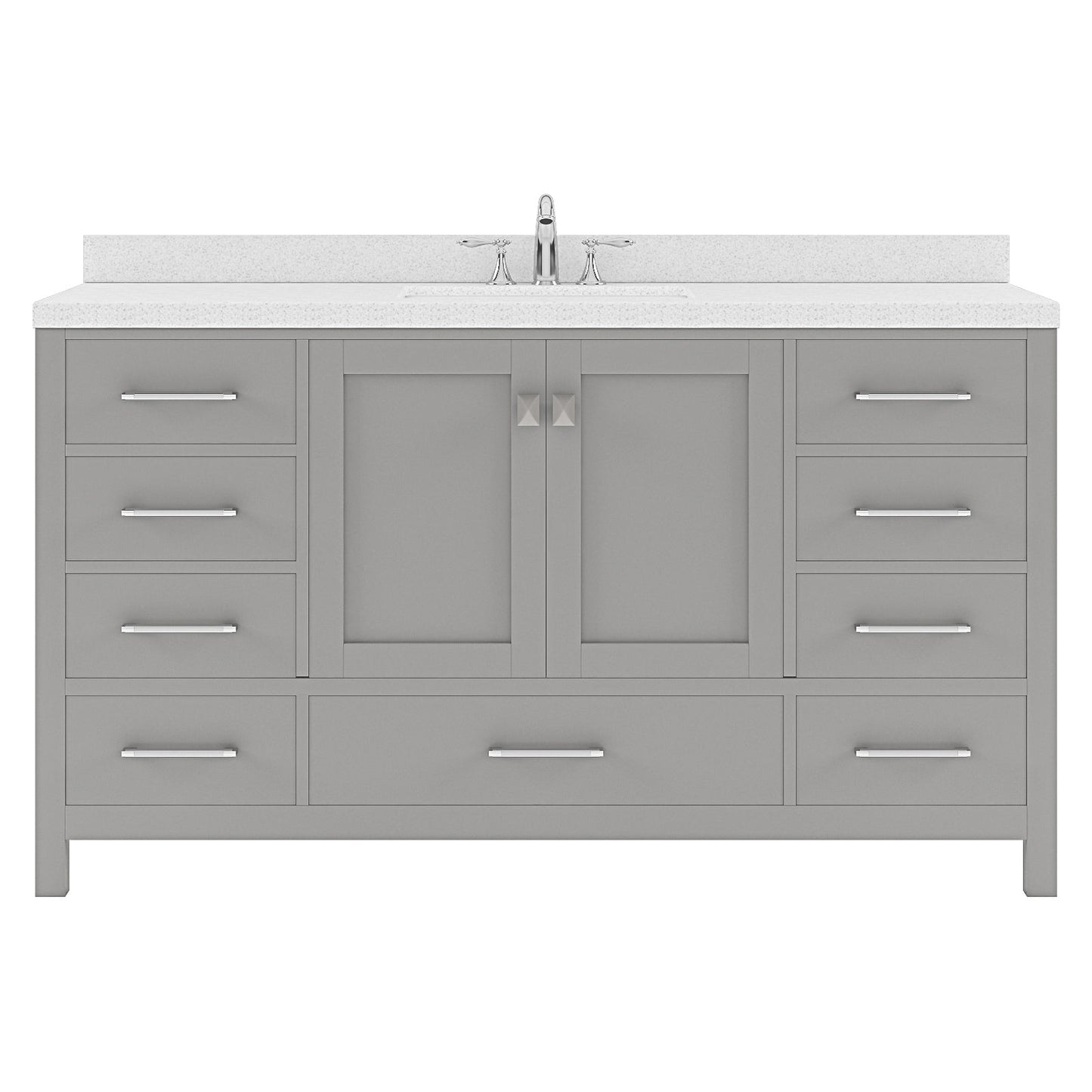 Caroline Avenue 60" Single Bath Vanity in Gray with White Quartz Top and Round Sink