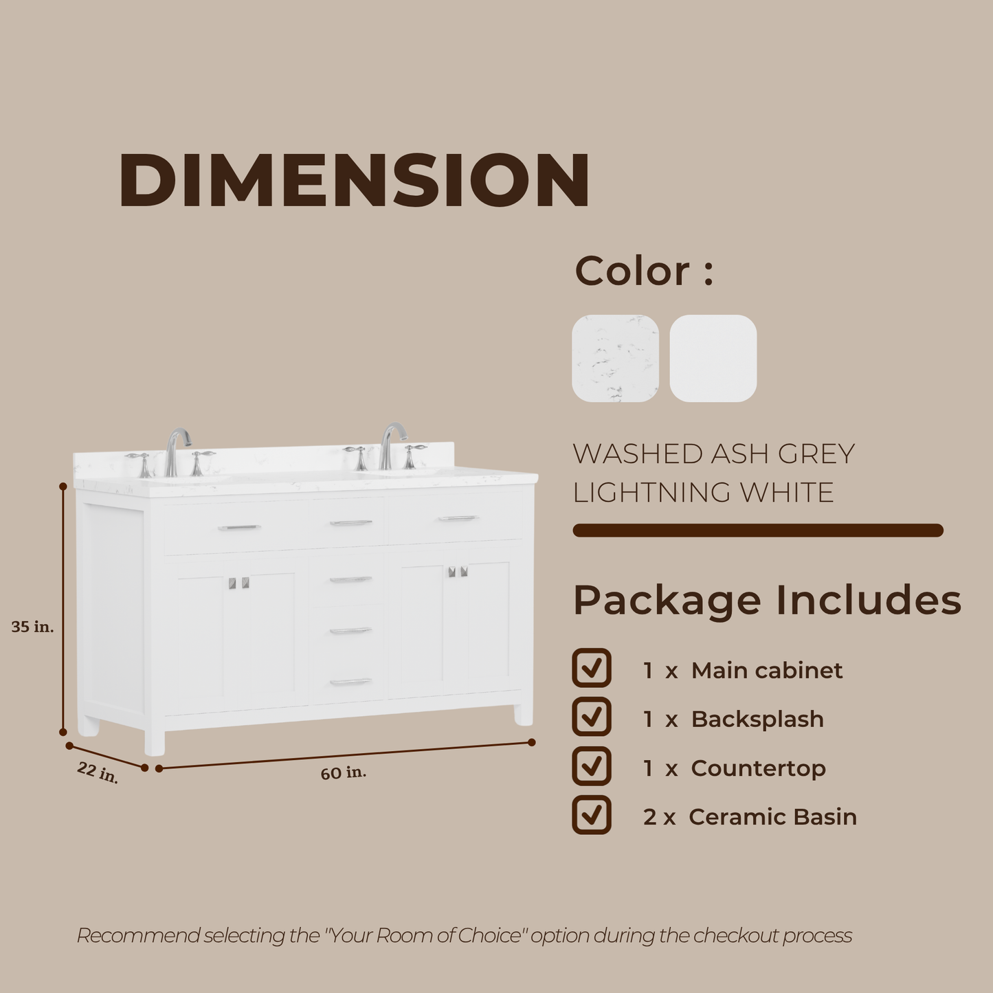 Caroline 60" Double Bath Vanity in White with Cultured Marble Quartz Top and Square Sinks