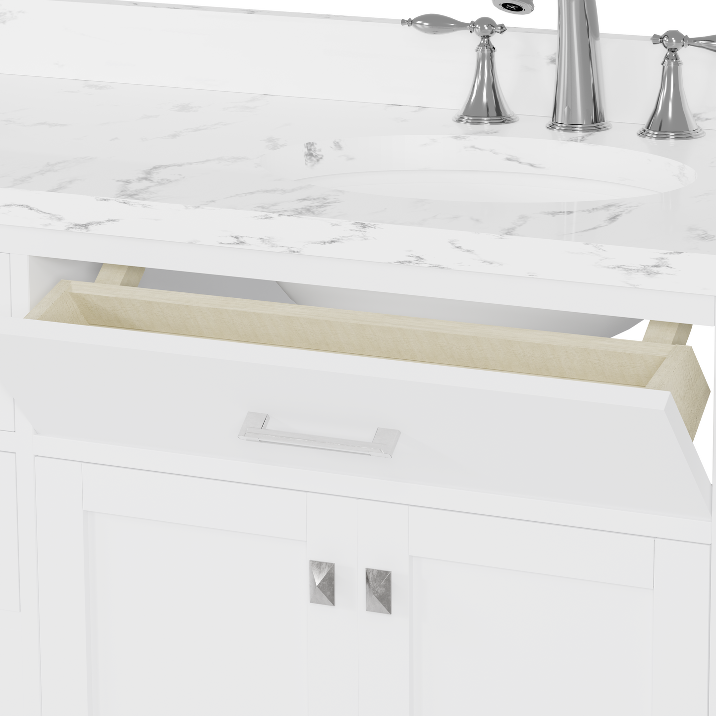 Caroline 72" Double Bath Vanity in White with Cultured Marble Quartz Top and Round Sinks