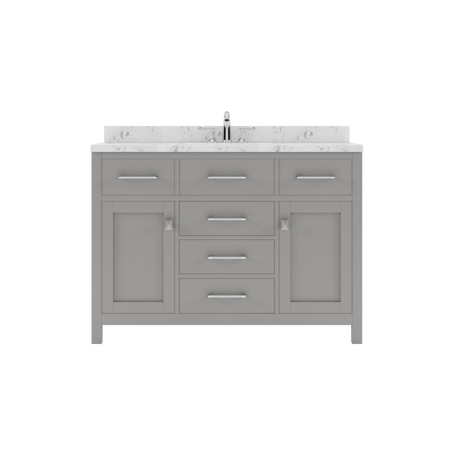 Caroline 48" Single Bath Vanity in Gray with Cultured Marble Quartz Top and Round Sink