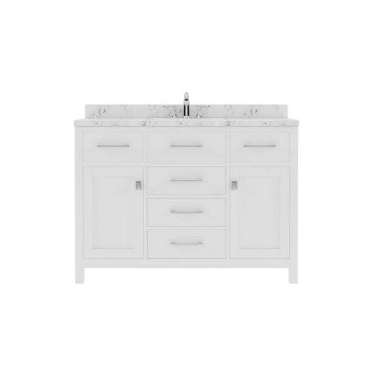 Caroline 48" Single Bath Vanity in White with Cultured Marble Quartz Top and Square Sink