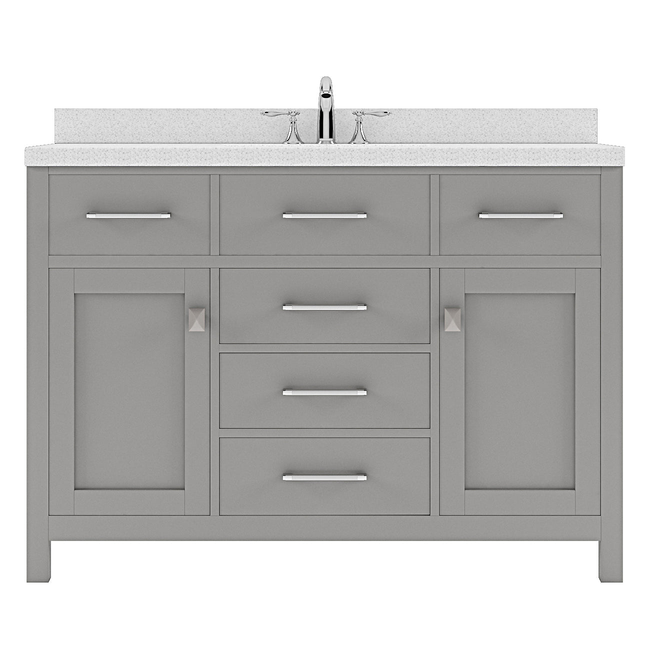 Caroline 48" Single Bath Vanity in Gray with White Quartz Top and Square Sink