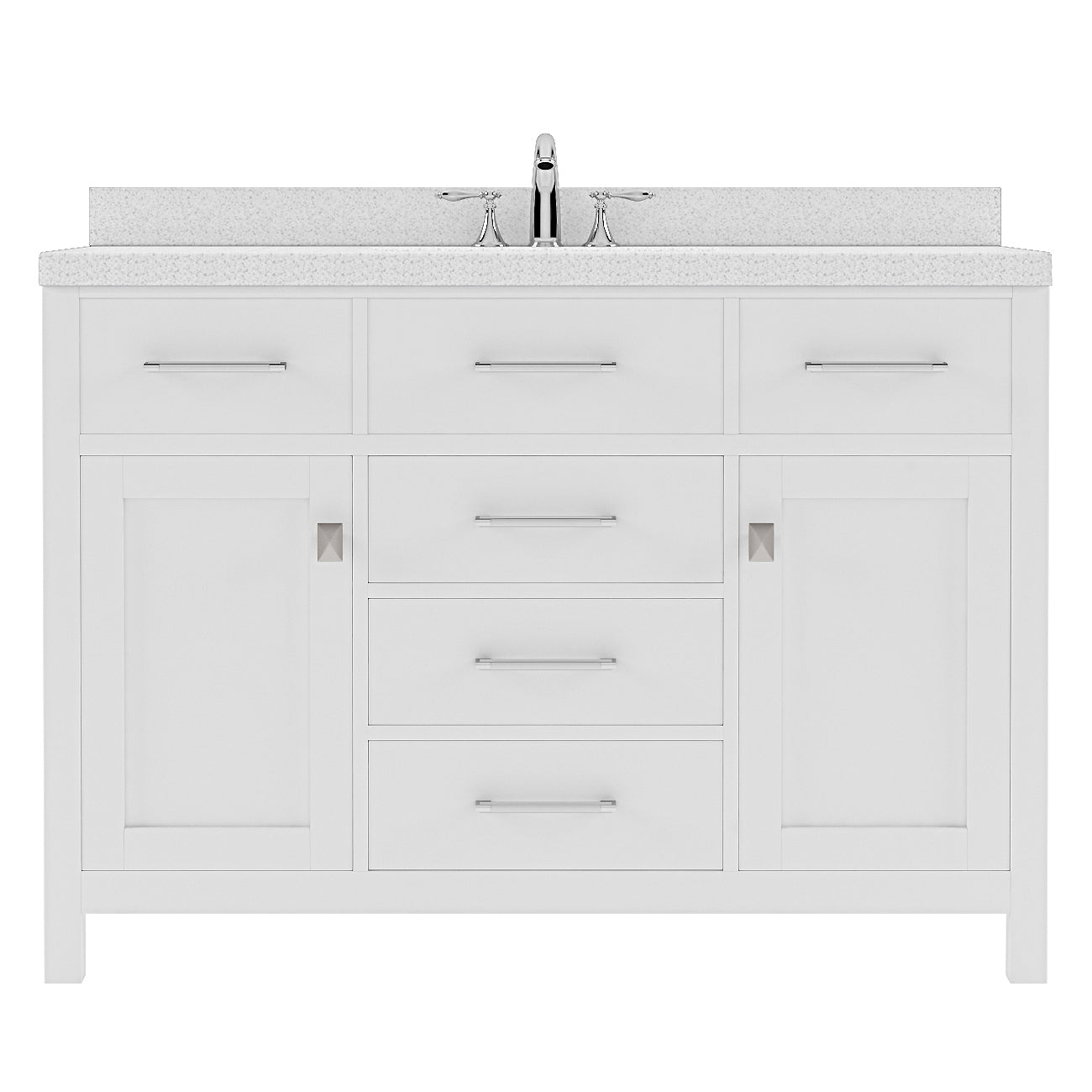 Caroline 48" Single Bath Vanity in White with White Quartz Top and Square Sink