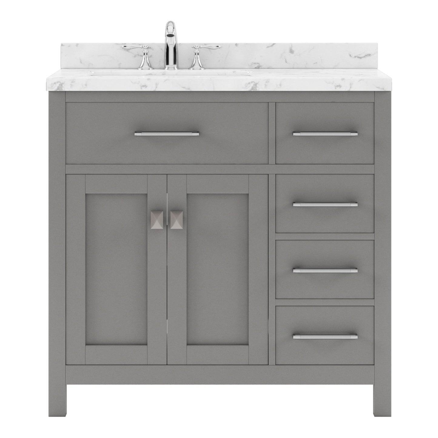 Caroline Parkway 36" Single Bath Vanity in Gray with Cultured Marble Quartz Top and Square Sink