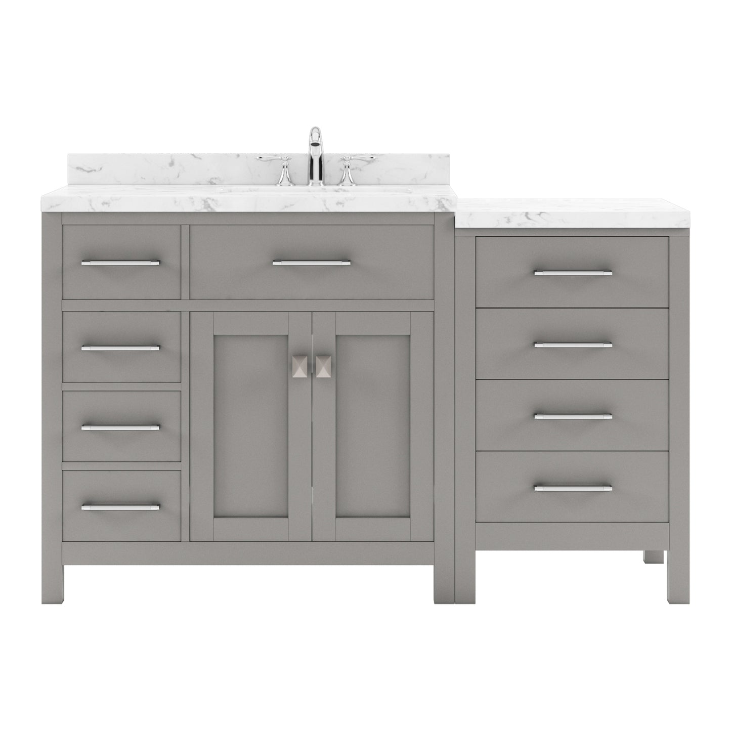 Caroline Parkway 57" Left Single Bath Vanity in Gray with Cultured Marble Quartz Top and Square Sink