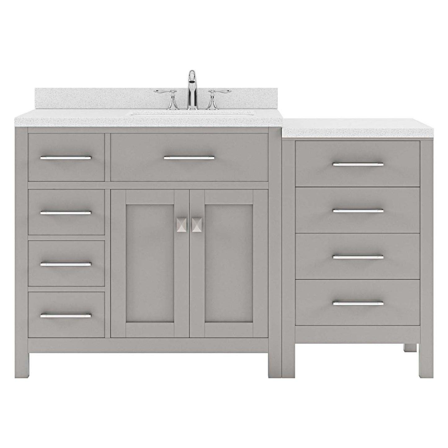 Caroline Parkway 57" Left Single Bath Vanity in Gray with White Quartz Top and Square Sink