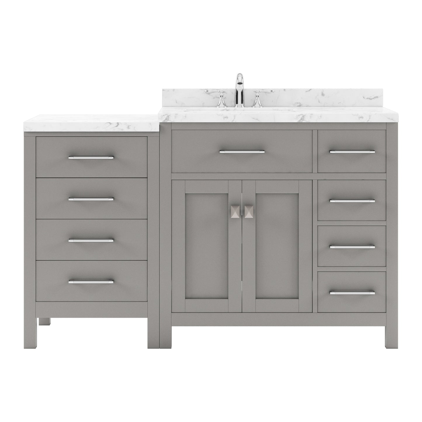 Caroline Parkway 57" Right Single Bath Vanity in Gray with Cultured Marble Quartz Top and Round Sink
