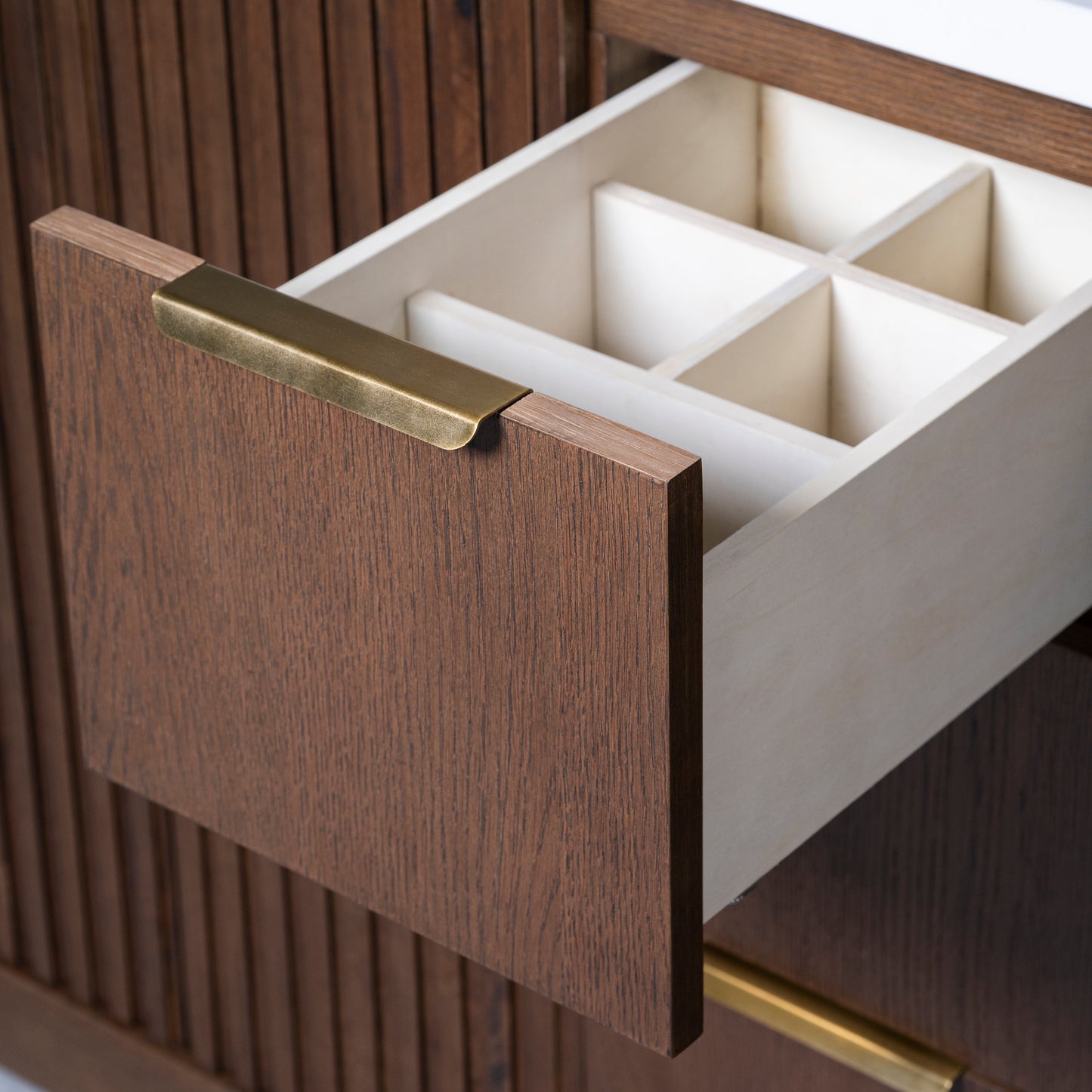 Kathryn 60" Double Vanity Cabinet with Square Sinks and Statuario Venato Marble Quartz Top in Dark Oak