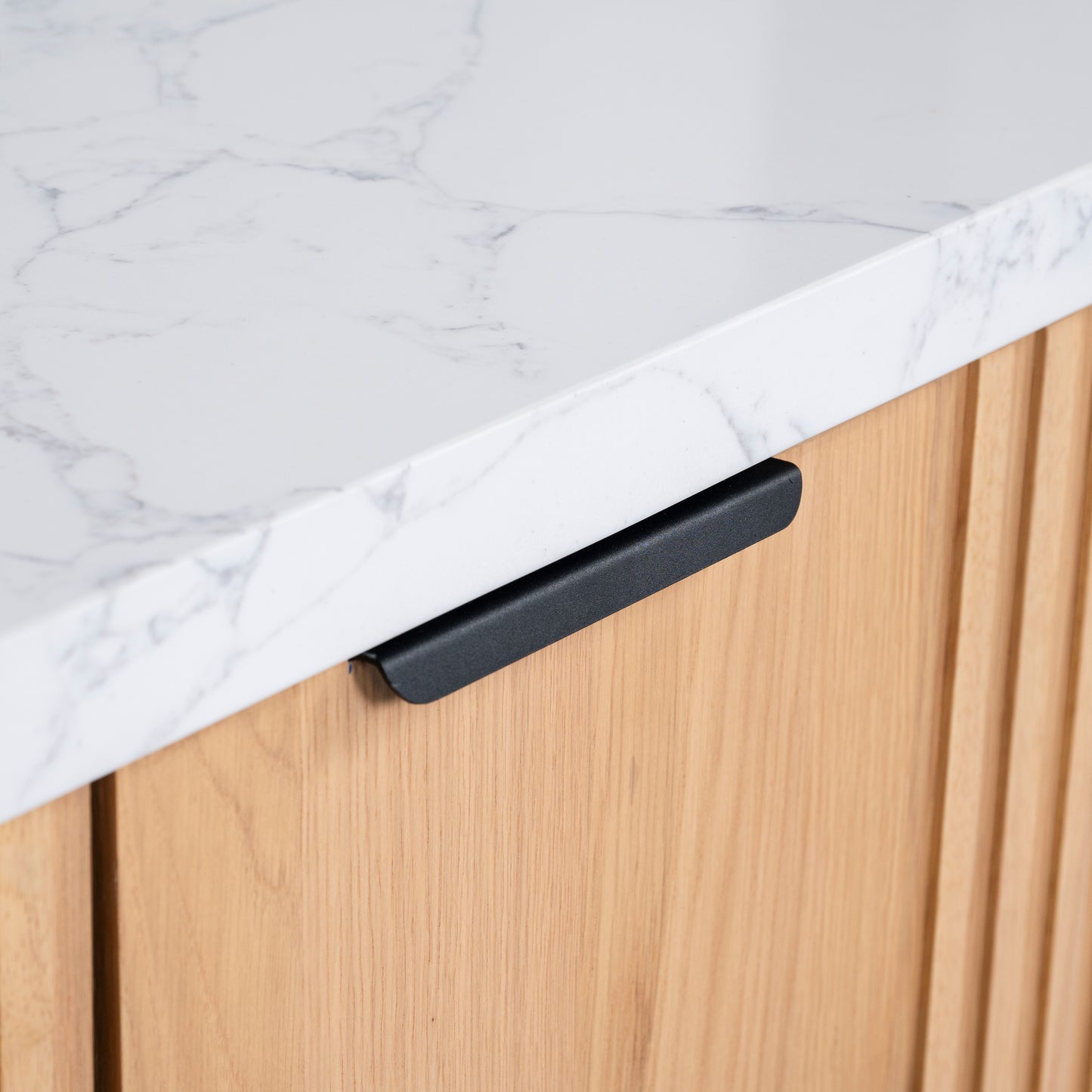 Kathryn 60" Double Vanity Cabinet with Square Sinks and Statuario Venato Marble Quartz Top in Light Oak