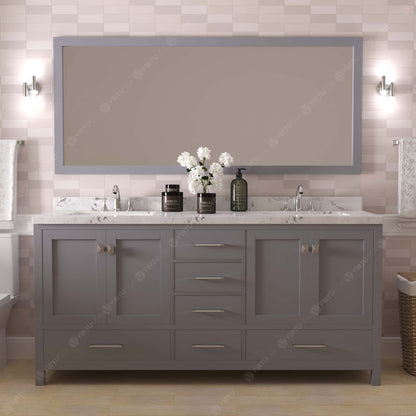 Caroline Avenue 72" Double Bath Vanity in Gray with Cultured Marble Quartz Top and Round Sinks
