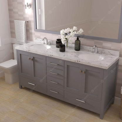 Caroline Avenue 72" Double Bath Vanity in Gray with Cultured Marble Quartz Top and Round Sinks