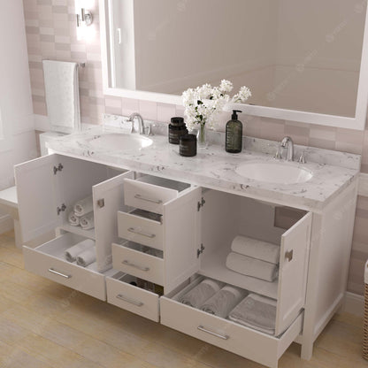 Caroline Avenue 72" Double Bath Vanity in White with Cultured Marble Quartz Top and Round Sinks
