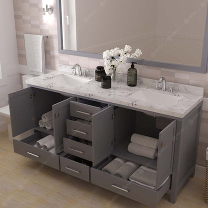 Caroline Avenue 72" Double Bath Vanity in Gray with Cultured Marble Quartz Top and Square Sinks