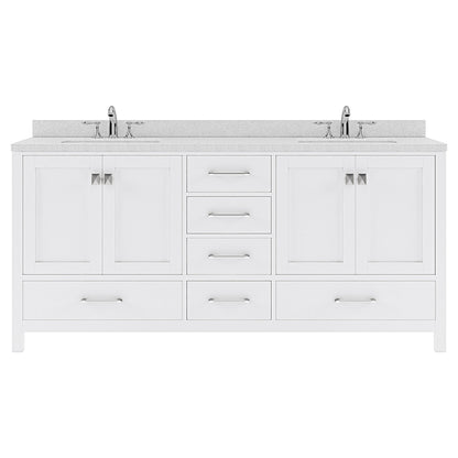 Caroline Avenue 72" Double Bath Vanity in White with White Quartz Top and Round Sinks