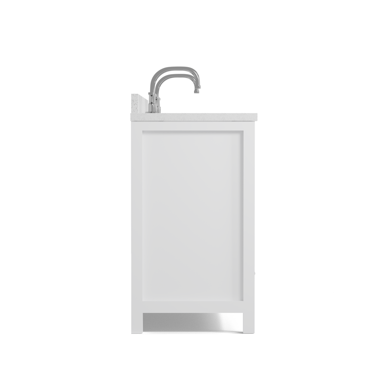 Caroline Avenue 72" Double Bath Vanity in White with White Quartz Top and Square Sinks
