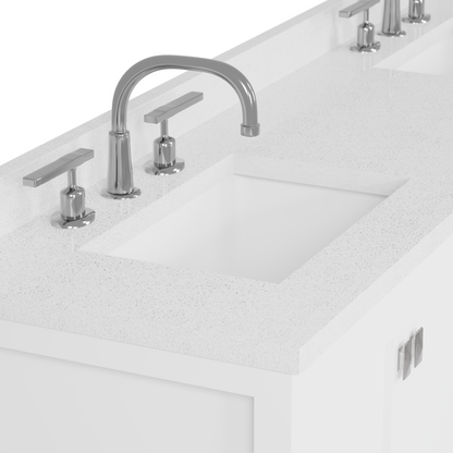 Caroline Avenue 72" Double Bath Vanity in White with White Quartz Top and Square Sinks