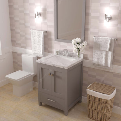 Caroline Avenue 24" Single Bath Vanity in Gray with Cultured Marble Quartz Top and Square Sink