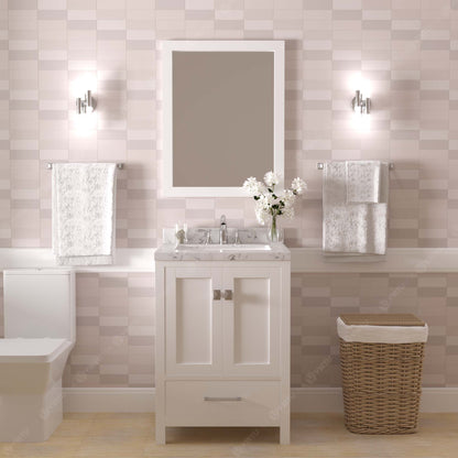 Caroline Avenue 24" Single Bath Vanity in White with Cultured Marble Quartz Top and Square Sink