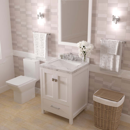 Caroline Avenue 24" Single Bath Vanity in White with Cultured Marble Quartz Top and Square Sink