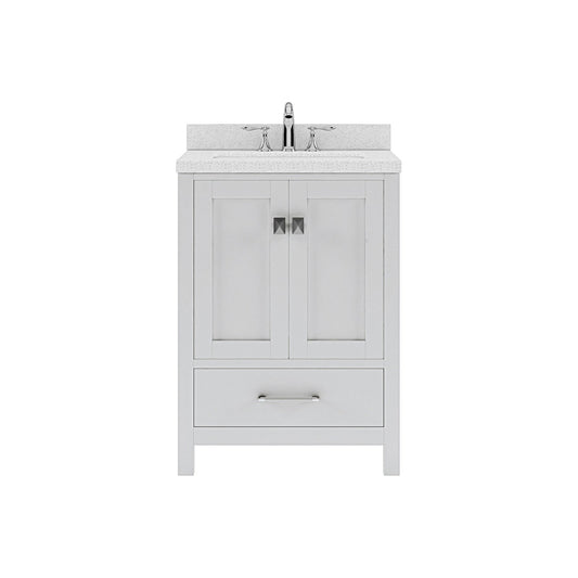 Caroline Avenue 24" Single Bath Vanity in White with White Quartz Top and Round Sink