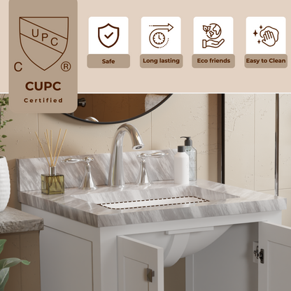 Caroline Avenue 24" Single Bath Vanity in White with White Marble Top and Square Sink