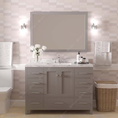 Caroline Avenue 48" Single Bath Vanity in Gray with Cultured Marble Quartz Top and Round Sink